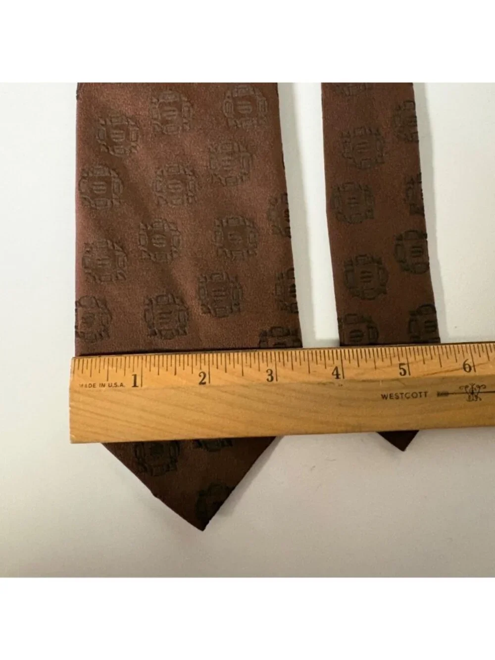 Lord Copley Polyester Brown Tie Geometric Mens Necktie Office Work Gift Vintage
